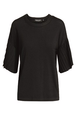 Signature T-shirt i sort let strik fra  med plisse ærmer